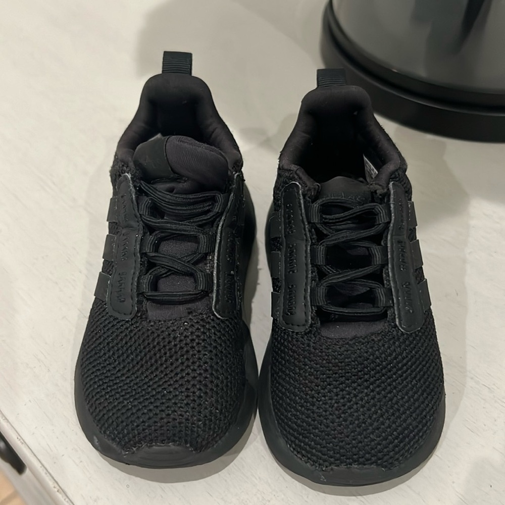 All black adidas toddler shoes size 6C